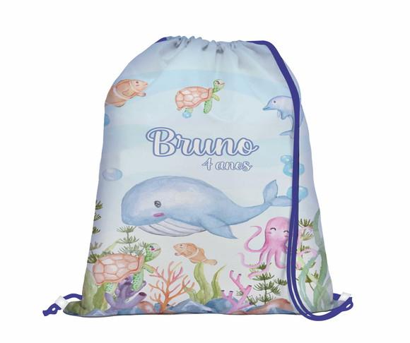 10 Mochila Fundo do Mar Aquarela - Grande