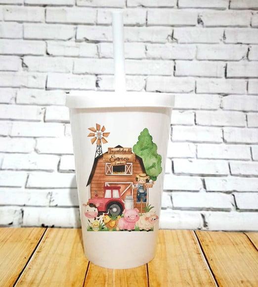 55 Copos Happy Fazendinha Aquarela