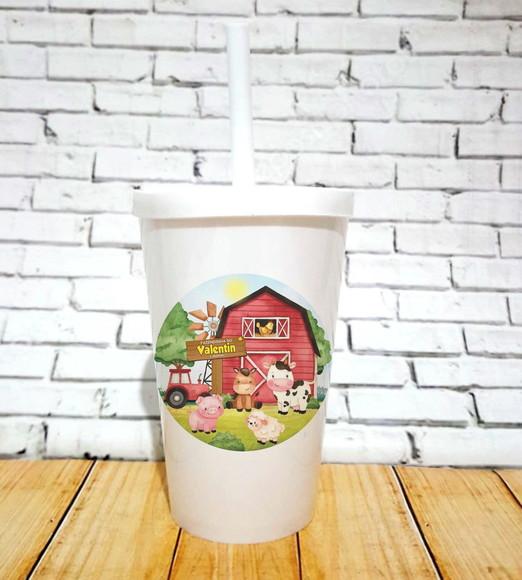 10 Copos Happy Fazendinha Aquarela