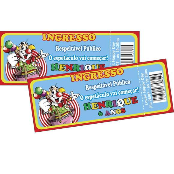 Convite Ingresso Circo