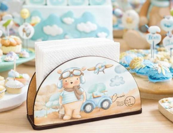 Porta Guardanapo Urso Aviador