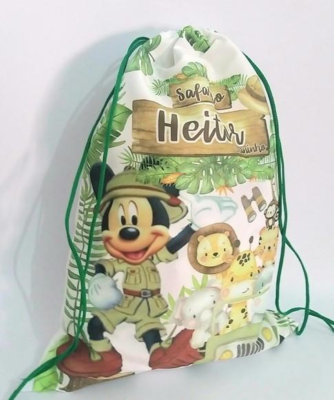 10 Mochila Mickey Safari Aquarela - Grande