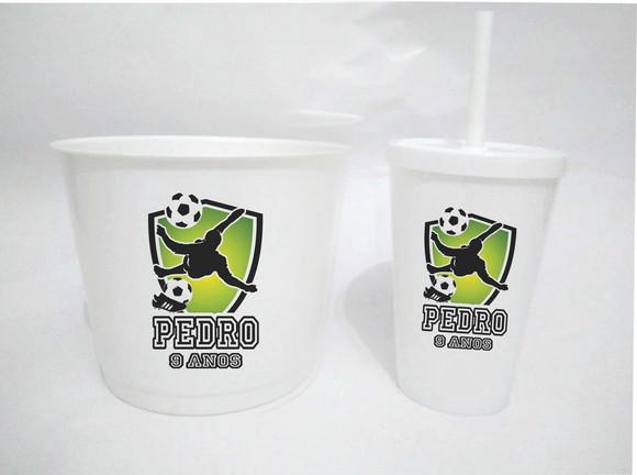 10 Kit Cinema Futebol Balde + Copo