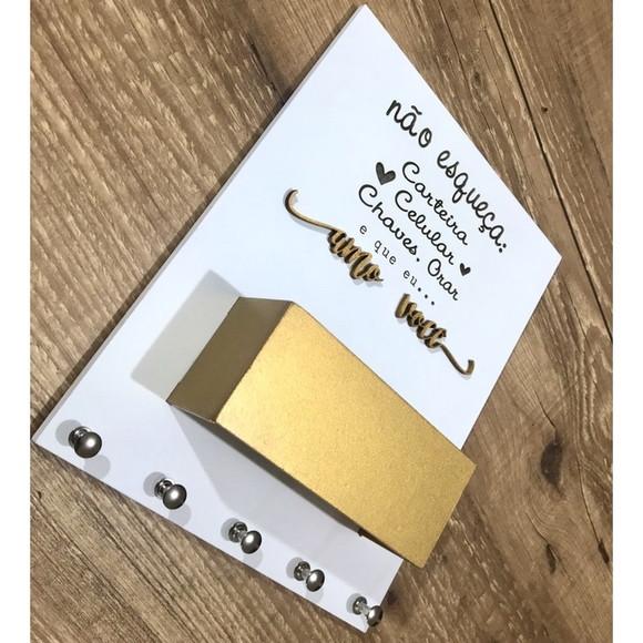 Porta Chaves não Esqueça Carteira Chaves Dourado