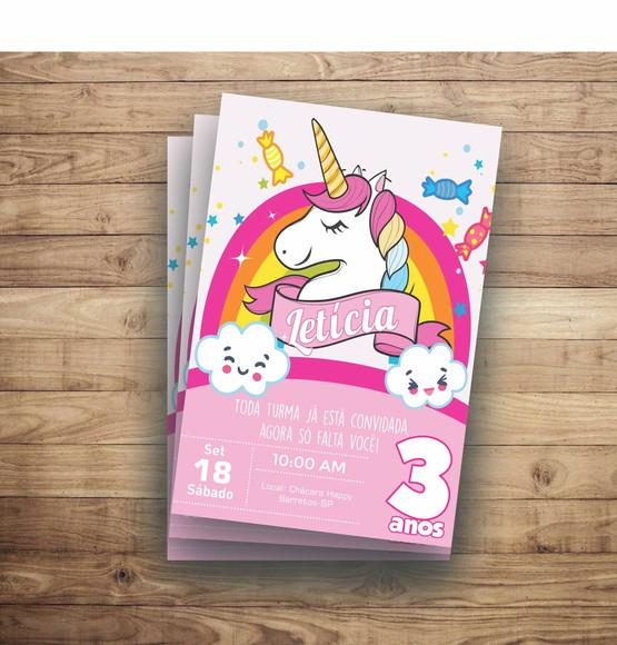 Convite Unicornio 10x15 Impresso