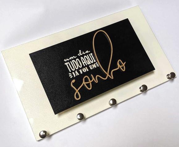 Porta Chaves Um Dia - Branco com Glitter