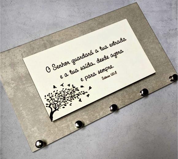 Porta Chaves Salmos 121 - Cimento Queimado