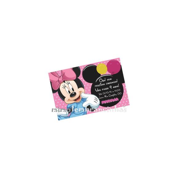 Convite 10x15cm Minnie Rosa