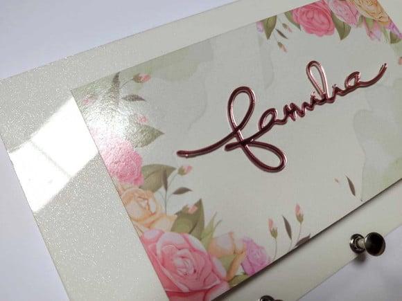 Porta Chaves Família - Floral Rosa