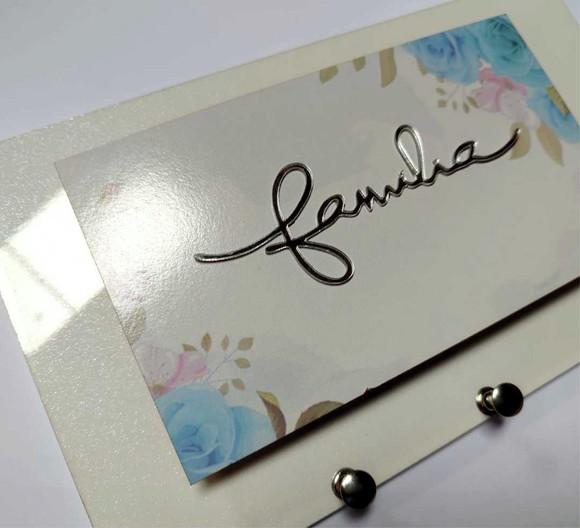 Porta Chaves Família - Floral Azul