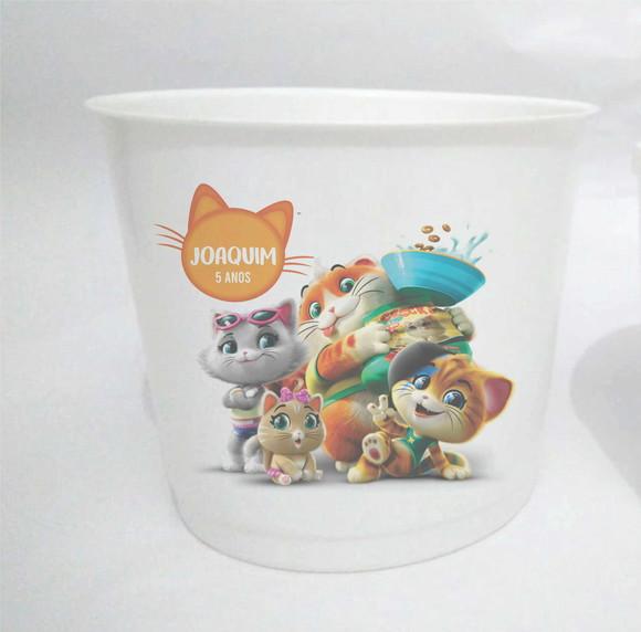 10 Baldes de Pipoca 44 Gatos - Impressão Direta