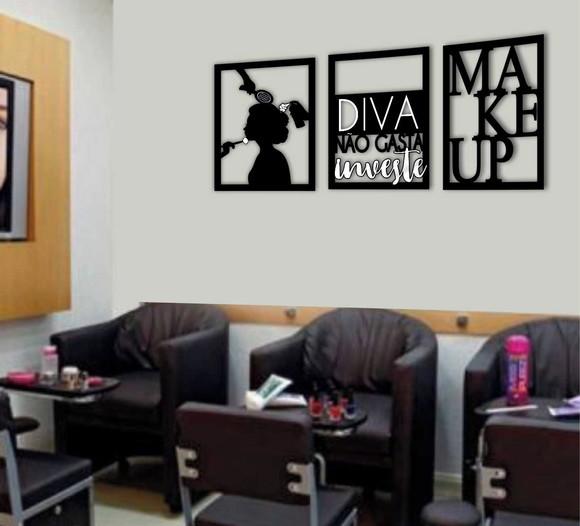 Quadro Maquiagem Makeup Trio de Quadros