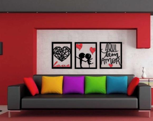 Quadro Trio Aqui tem Amor