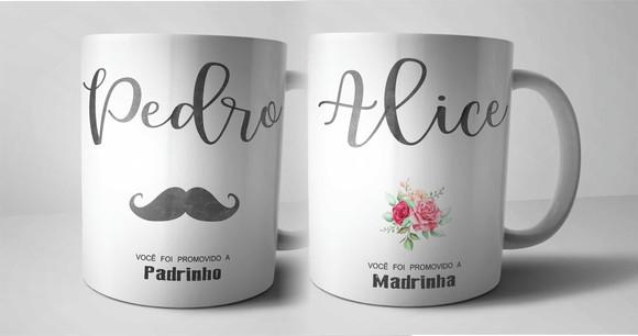 Caneca Padrinho e Madrinha - Porcelana