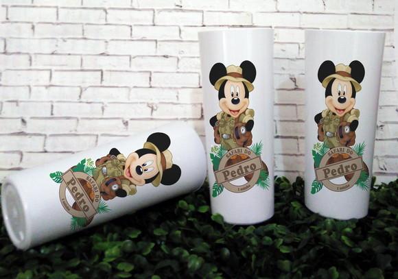10 Copos Long Drink Mickey Safari Frente e Verso