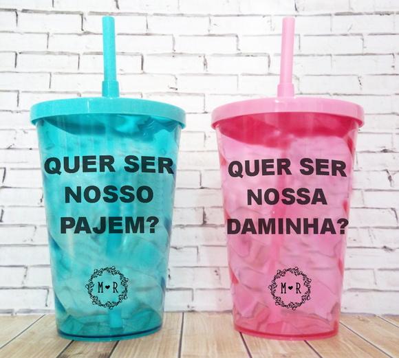 Copo Convite Pajem e Daminha