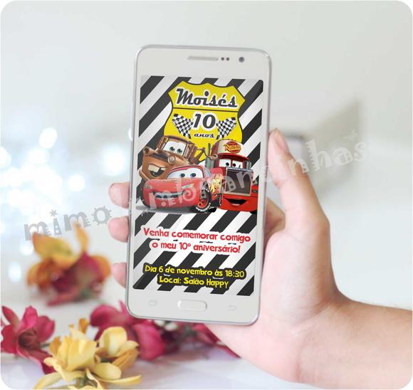 Convite Virtual Carros Disney