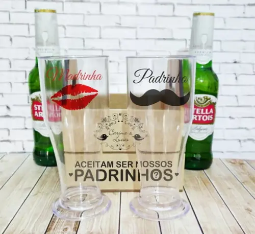 Kit Caixote Convite Padrinhos e Madrinhas