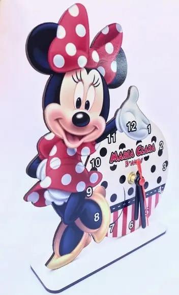 10 Centros de Mesa Relógio Mesa Minnie Vermelha