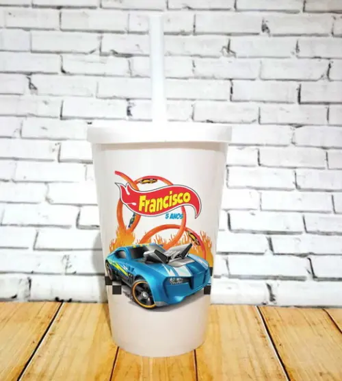 10 Copos Happy Hot Wheels