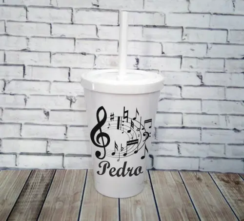 15 Copo Happy Notas Musicais