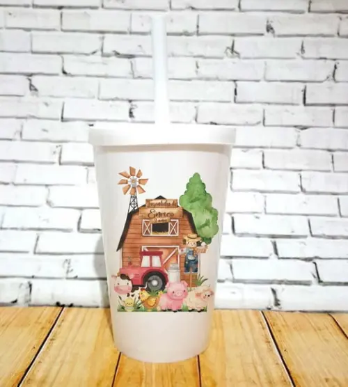 55 Copos Happy Fazendinha Aquarela