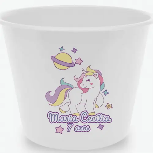 48 Baldes de Pipoca Unicornio - Impressão Direta