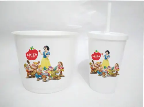 10 Kit Cinema Branca de Neve Balde + Copo