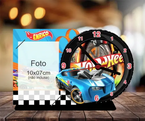 10 Porta Retrato com Relogio Hot Wheels