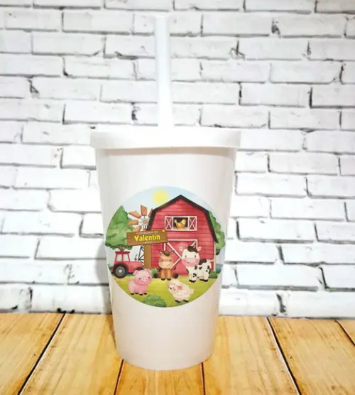 10 Copos Happy Fazendinha Aquarela