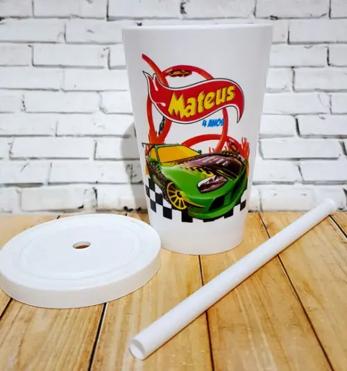 10 Copos Happy Hot Wheels