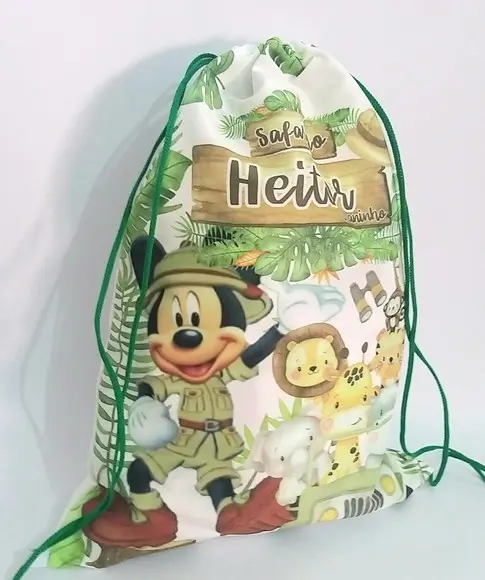 10 Mochila Mickey Safari Aquarela - Grande