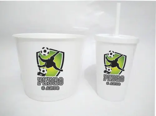 10 Kit Cinema Futebol Balde + Copo