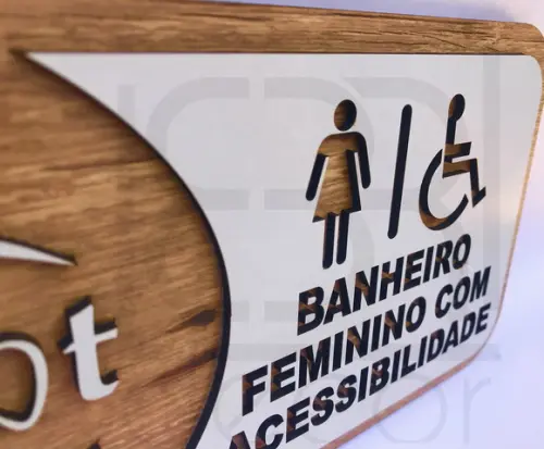 Placa de Identificação Banheiro Feminino Acessibilidade