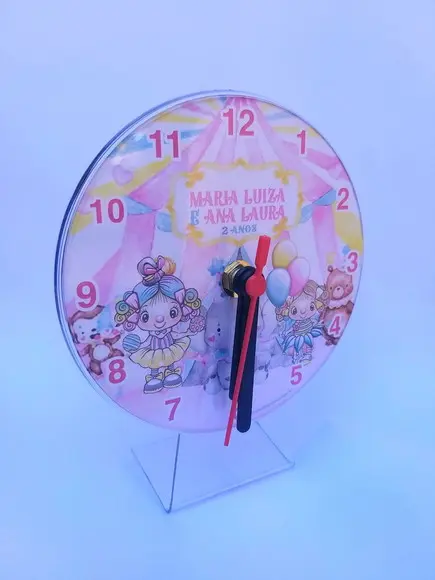 10 Relógios de Mesa Circo Rosa Candy Color