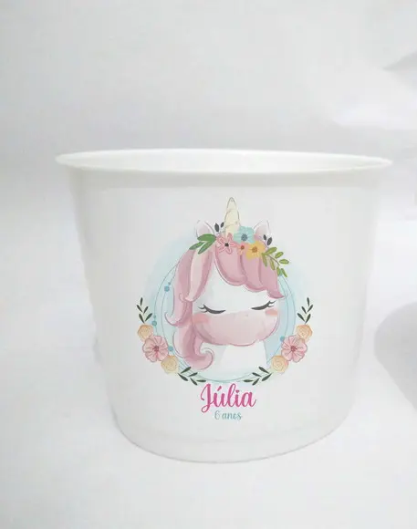 10 Baldes de Pipoca Unicornio - Impressão Direta