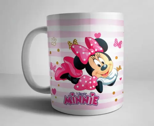 Caneca Minnie Rosa Porcelana c/foto