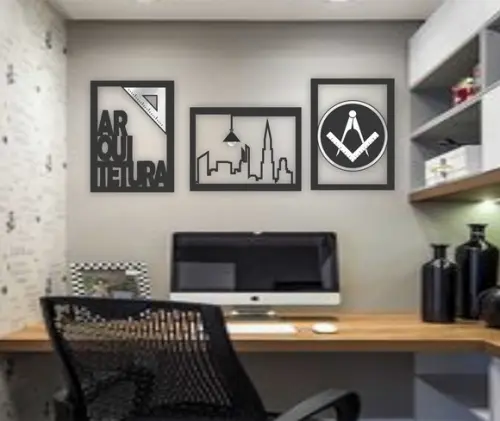 Trio de Quadros Arquitetura