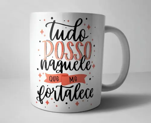 Caneca Religião Tudo posso naquele que me fortalece