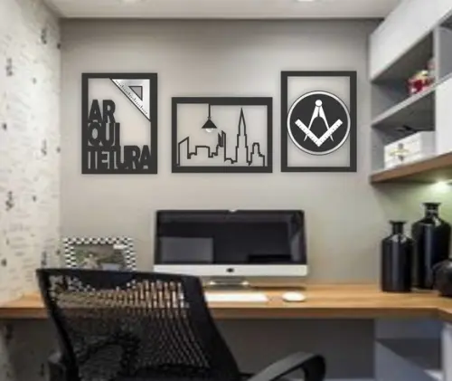 Trio de Quadros Arquitetura