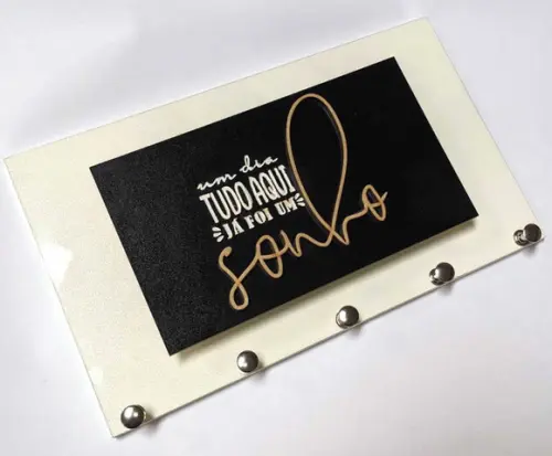 Porta Chaves Um Dia - Branco com Glitter