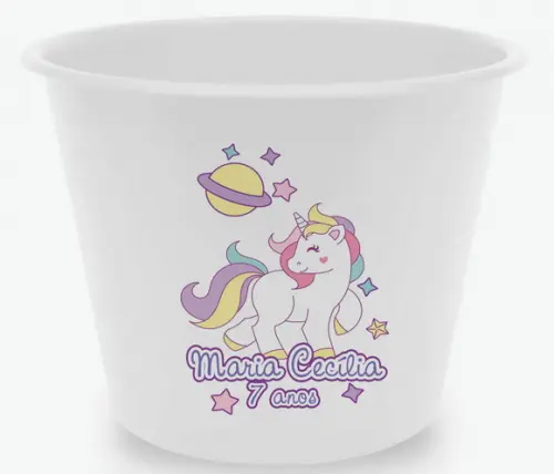 10 Baldes de Pipoca Unicornio - Impressão Direta