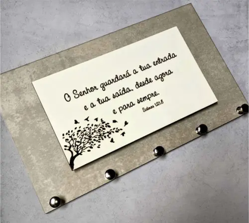 Porta Chaves Salmos 121 - Cimento Queimado