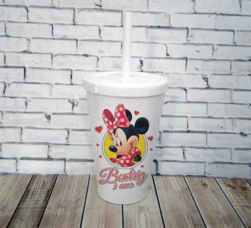 10 Copos Happy Minnie Vermelha