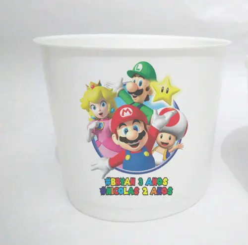 10 Baldes de Pipoca Super Mario Bros- Impressão Direta