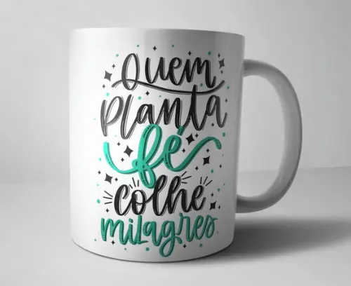 Caneca Religião Quem planta fé, colhe milagres