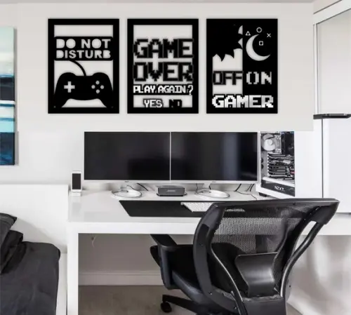Quadro Trio Gamer "Não Pertube"