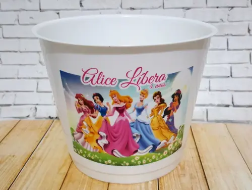 10 Baldes de Pipoca Princesas - Impressão Direta