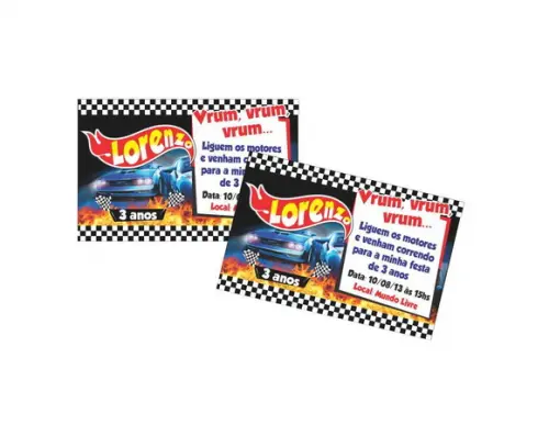 Convite Hot Wheels 10x15cm