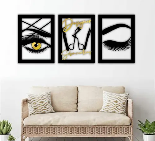 Trio De Quadros Designer Sobrancelhas